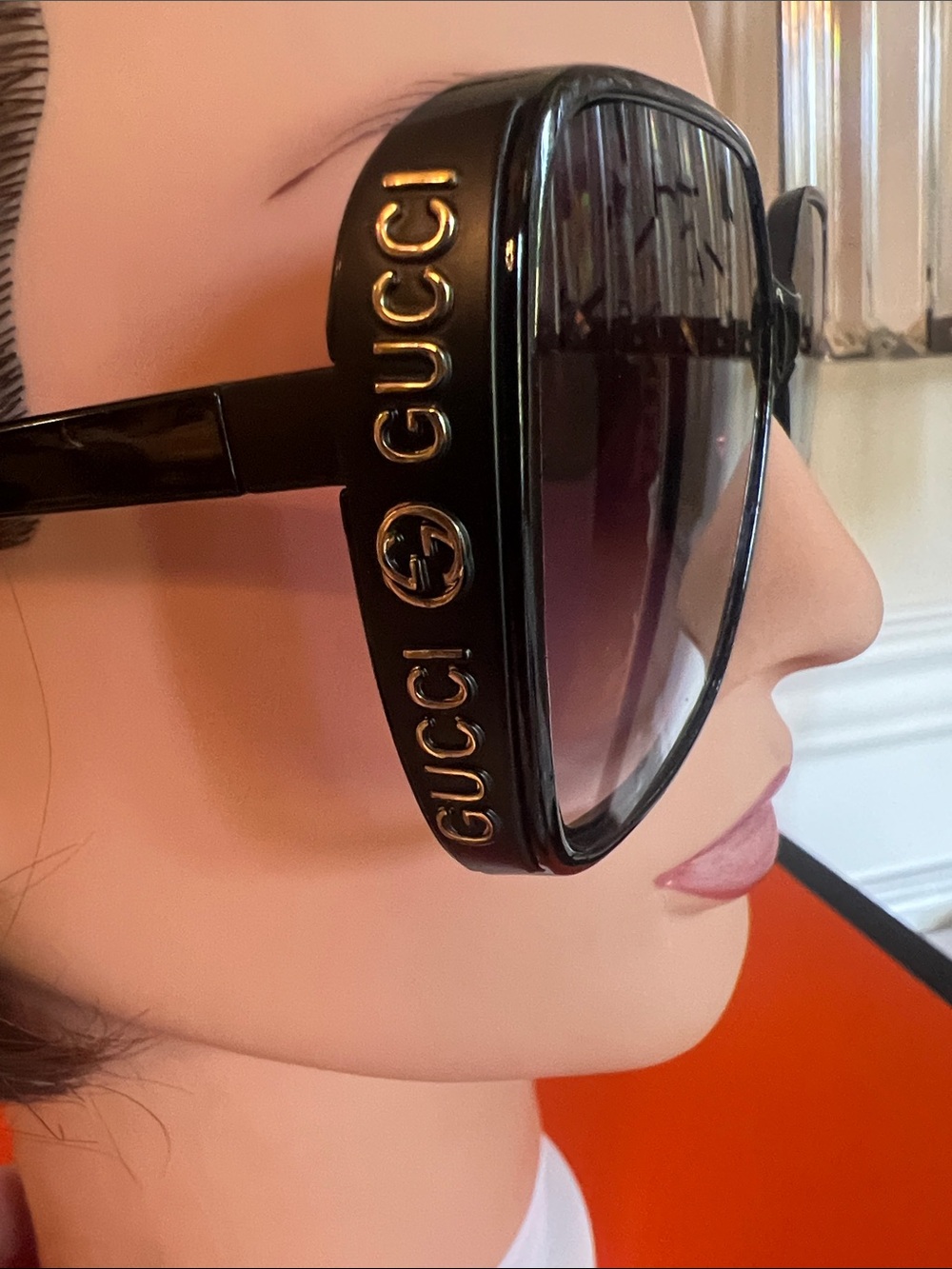AUTH. Gucci Black Frame Sunglasses with Purple Gradient Lenses - Picture 3 of 6